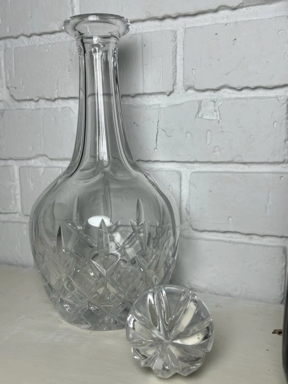 Clear Cut Glass Decanter with Stopper